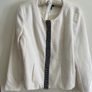 Liz Claiborne Lined Winter White Jeweled Jacket Never Worn